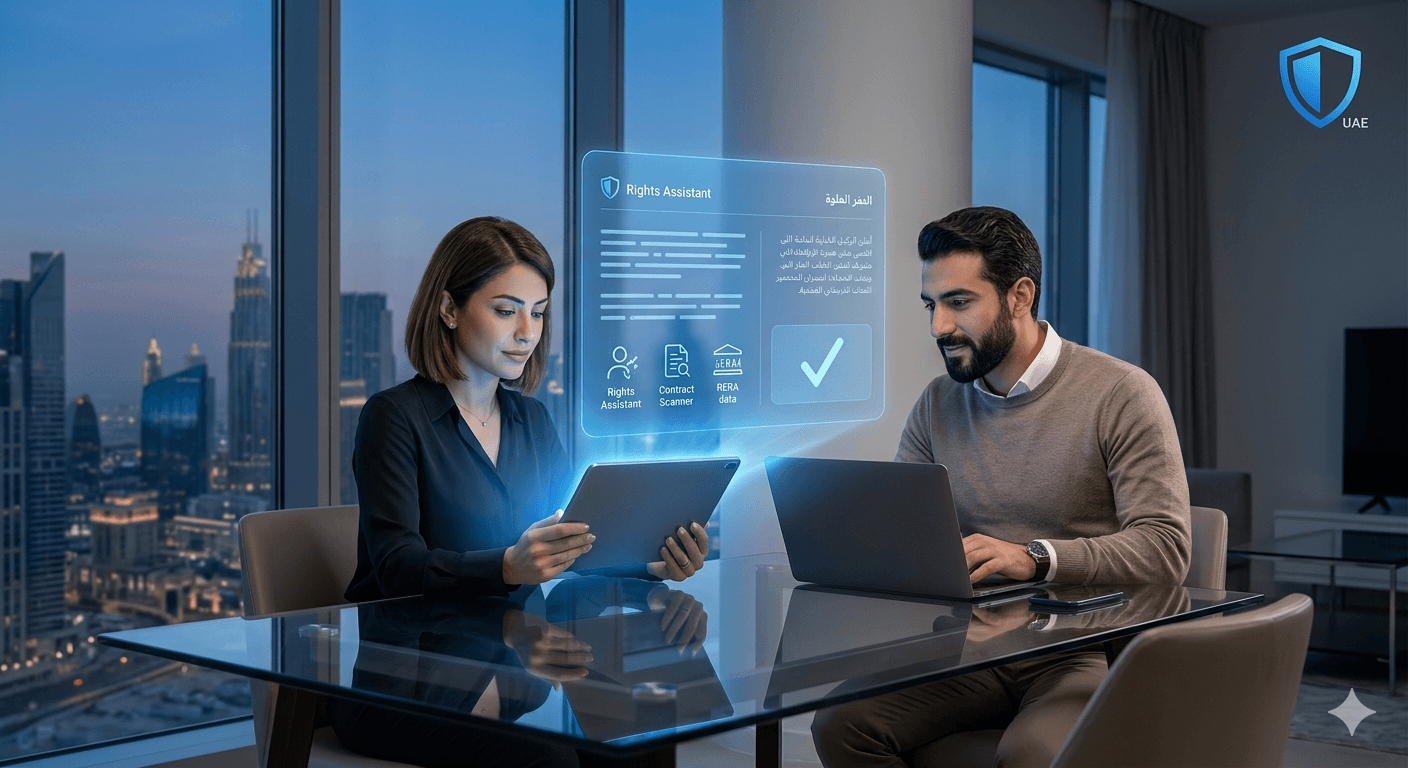 Tenants reviewing rental documents with RentShield